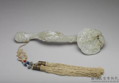 图片[2]-Jade ruyi scepter with symbols of auspicious happiness, Qing dynasty (1644-1911)-China Archive